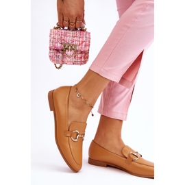 PG1 Klassiska Loafers för damer med Camel Jamie-utsmyckning beige 2