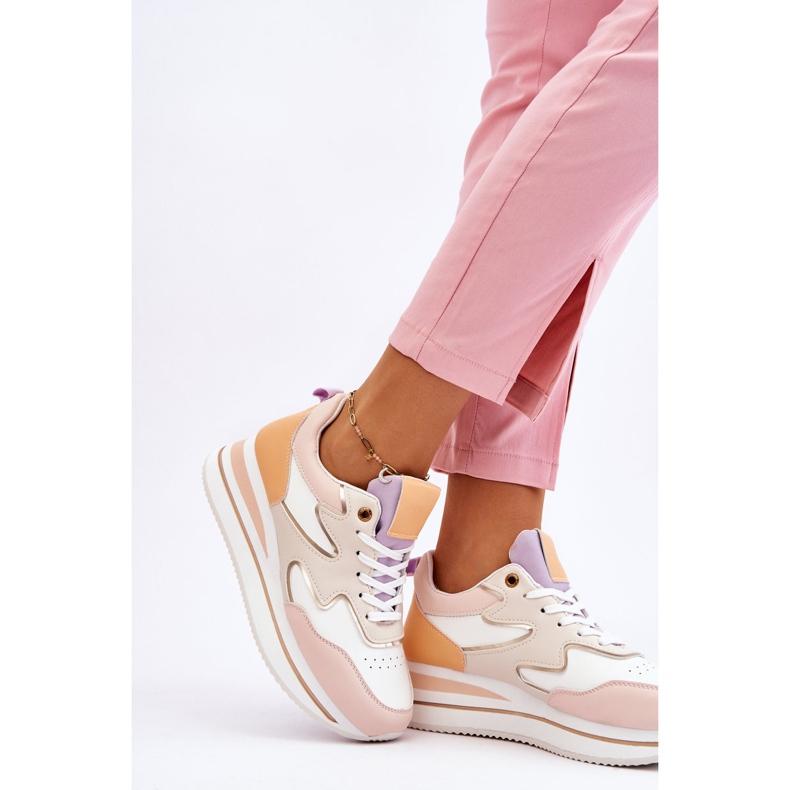 PG1 Fashionabla Roen sportskor i vitt och beige läder 2