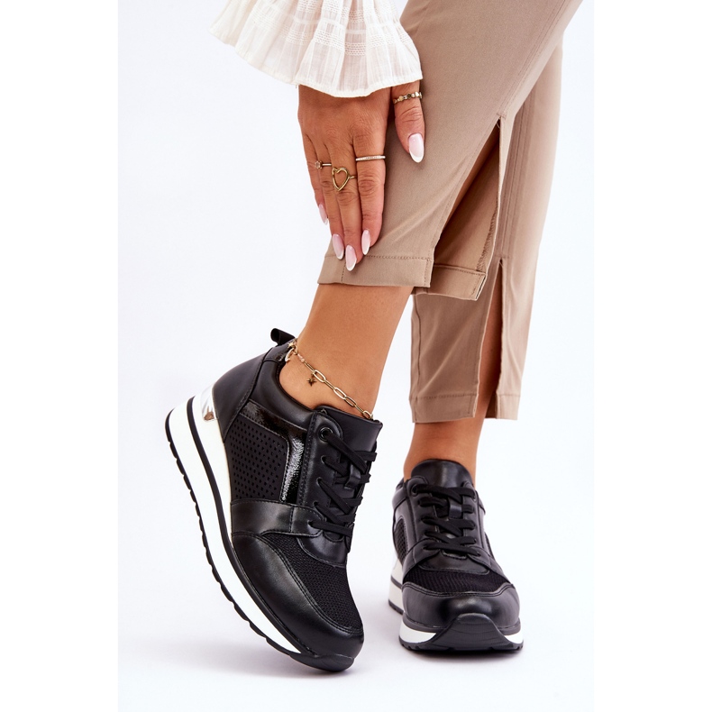 PG1 Svarta Braylen sportskor i läder med låg kil 1