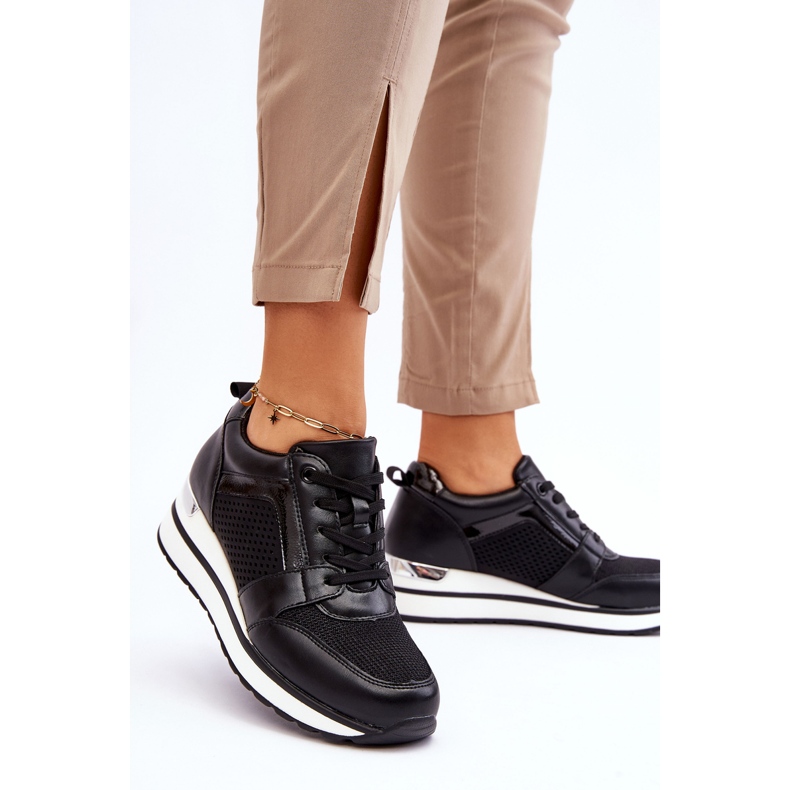 PG1 Svarta Braylen sportskor i läder med låg kil 2