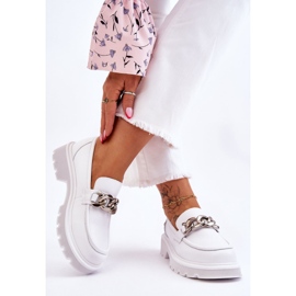 Loafers i läder med kedja GOE LL2N4038 Vit 2