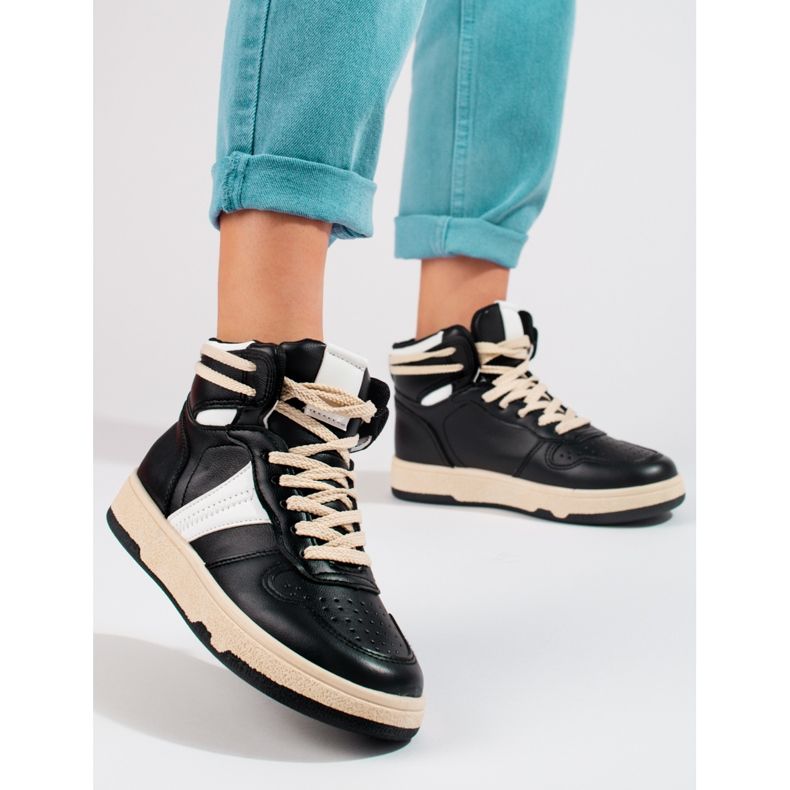 Shelovet höga svarta sneakers för kvinnor 1