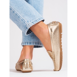 Goodin Bekväma guldmockasiner för kvinnor Shelovet gyllene 2