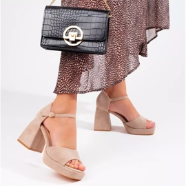 Vinceza blocksandaler i beige mocka 1