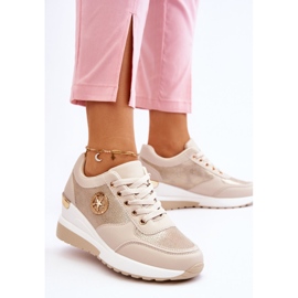 PG1 Fashionabla Wedge Sneakers Beige Jaliyah 2