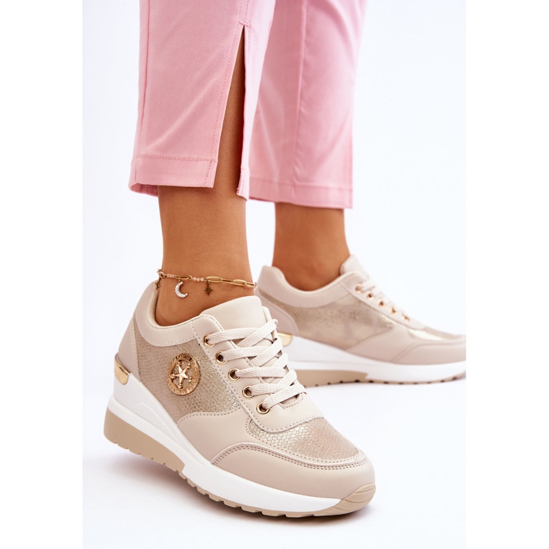 PG1 Fashionabla Wedge Sneakers Beige Jaliyah 2