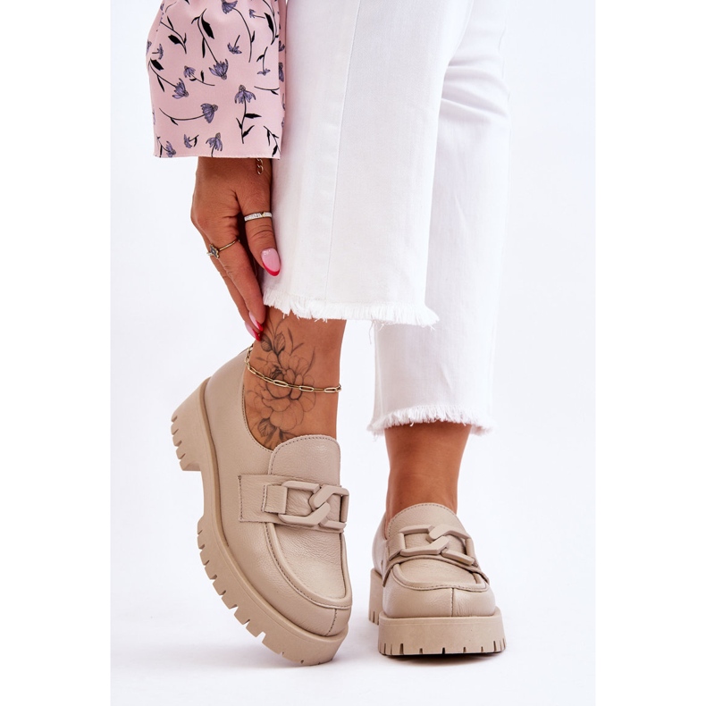 Lemar Fashionabla Leather Loafers Beige Rayhan 1