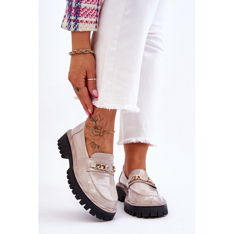 S.Barski Lackade Plattform Loafers Ljusgrå Ronin 2