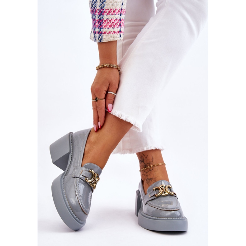 S.Barski Fashionabla pumps med tjocka klackar Ljusblå Imani 2