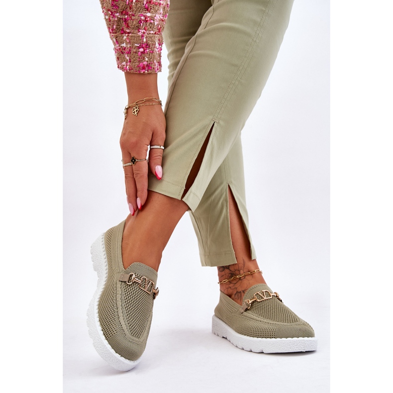 Slip-On Sneakers för kvinnor med utsmyckning Grön Alena 1