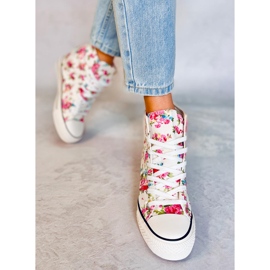 BM Paradis White blommiga wedge high-top sneakers vit 1