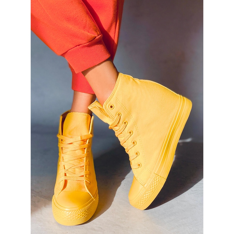 BM Parks Yellow Ankel Wedge Sneakers gul 1