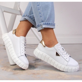 Kvinnors läderskor på plattformen vita Filippo DP4138/23 1