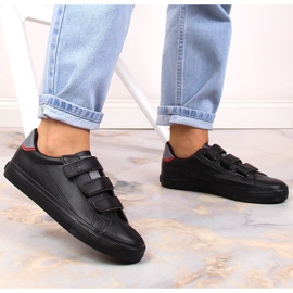 Big Star LL274A208 svarta ekologiska lädersneakers med kardborre 2