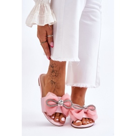 PS1 Damtofflor med rosett och strass Rosa Jolene 1