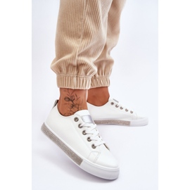 PS1 Låga sneakers för kvinnor med strålar Vit-silver Demira 2