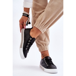 Låga sneakers för kvinnor med strålar svart och vitt Demira 2