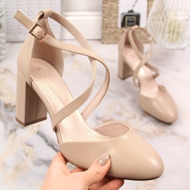 Sergio Leone SK863 högklackade kaffesandaler för kvinnor beige 1