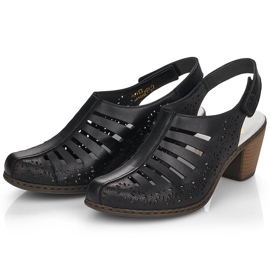 Skinnbekväma högklackade damsandaler Rieker 40959-00 svart 1