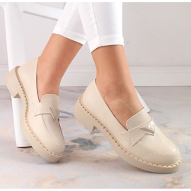 Potocki SZ12002 loafers med höga klackar och plattform beige 1