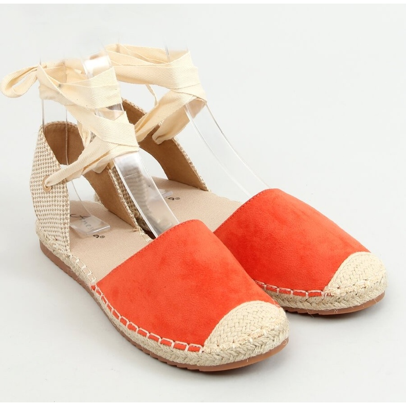 Romina Orange espadrillor med snörning 1