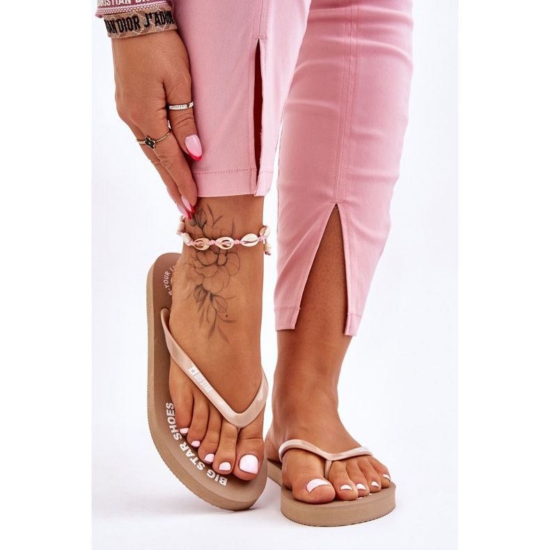 Bekväma Big Star Flip Flops LL274796 Beige 1