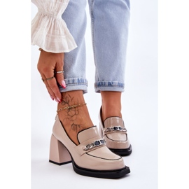 S.Barski Bekväma pumps på massiva klackar Beige Julien 1