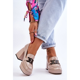 S.Barski Läderpumpar på massiva klackar Beige Maximo 2