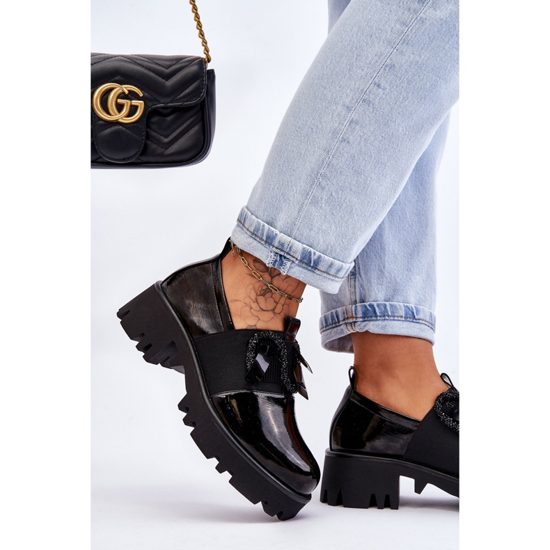 S.Barski Lackade Brogues Med Ornament Svart Keily 2