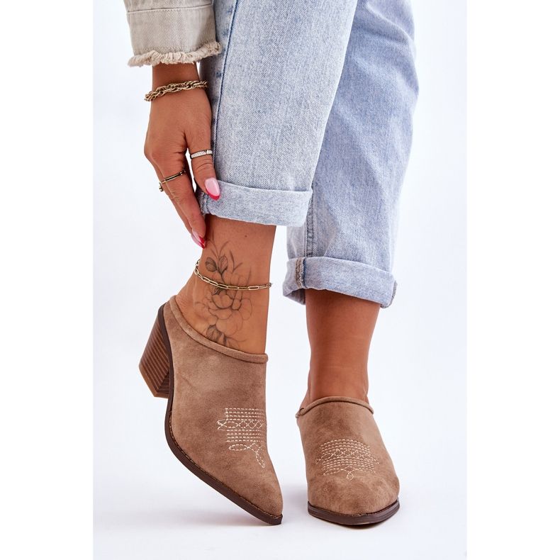 BM Cowboytofflor i mocka dam Beige Romina 1