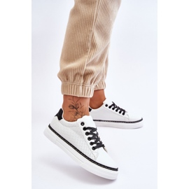 BM Låga perforerade sneakers för kvinnor Vita och svarta Daxton 2