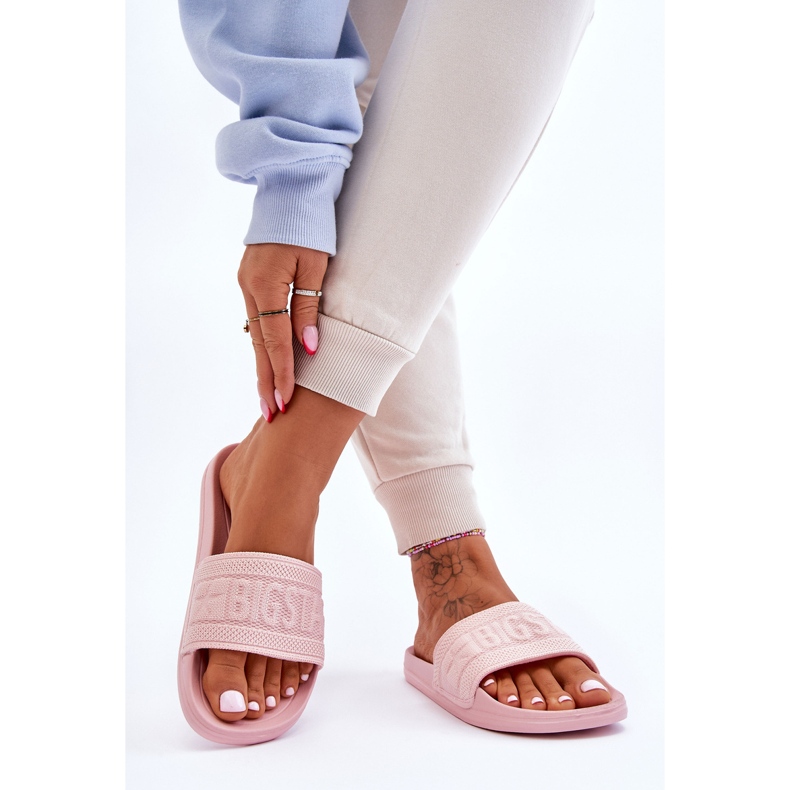 Fashionabla Big Star-tofflor för kvinnor LL274A157 ljusrosa 2