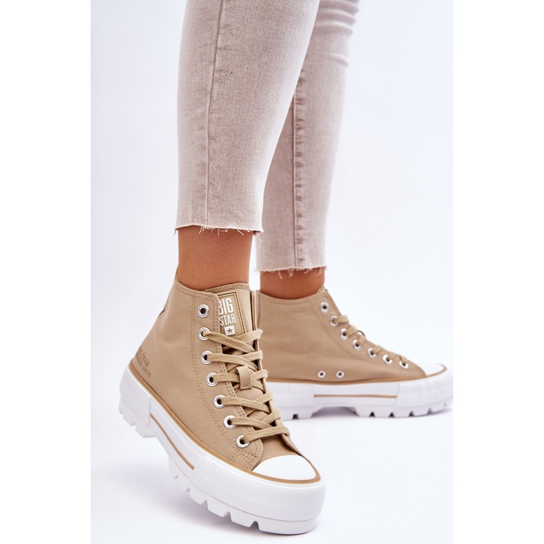 High Textile Platform Sneakers Big Star LL274160 Beige 1