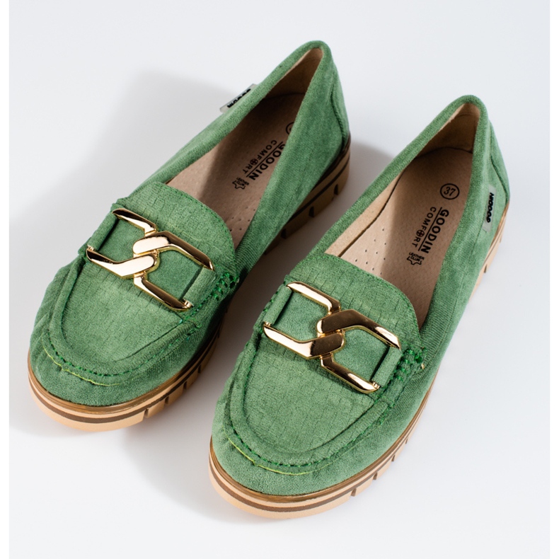 SHELOVET Gröna Shelobvet loafers i mocka för kvinnor 1