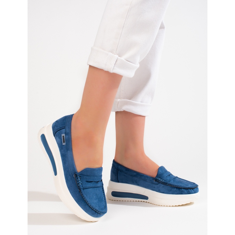 Shelovet dam loafers med tjocka sulor blå 1