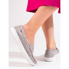 Shelovet loafers i grå mocka för kvinnor 2