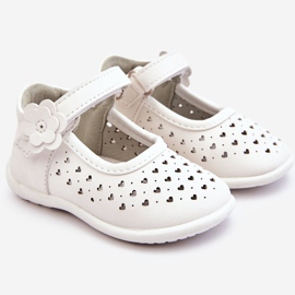 PA1 Höga genombrutna ballerinor för barn med kardborreband White Jianna vit 1