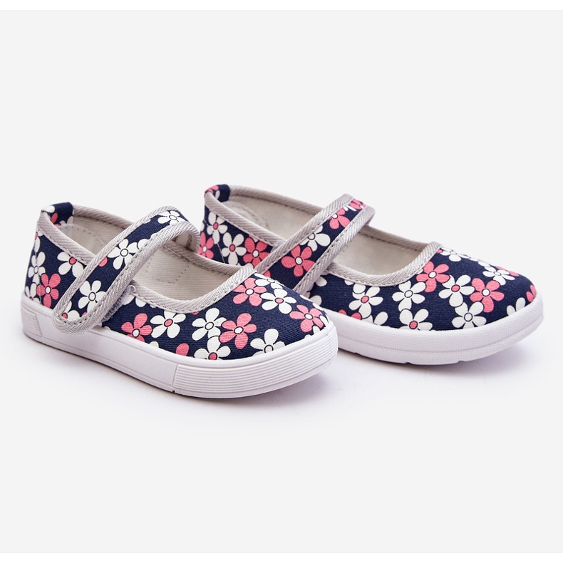 Barnballerinor i marinblågråa blommor Noah 2