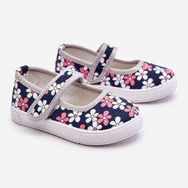 Barnballerinor i marinblågråa blommor Noah 1