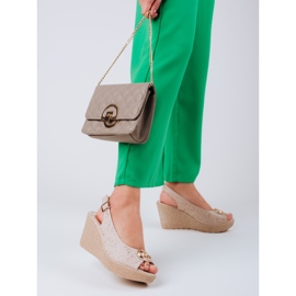 Shelovet kilsandaler i mocka för kvinnor beige 1