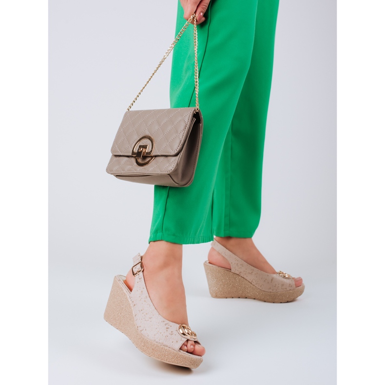 Shelovet kilsandaler i mocka för kvinnor beige 1