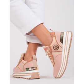 W. Potocki Sneakers med snörning för kvinnor Potocki puder rosa 2