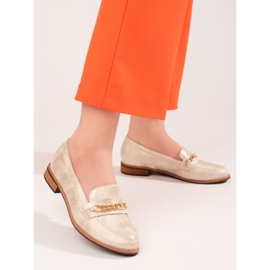 Klassiska dammockasiner Shelovet guld beige 2