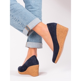 W. Potocki Marinblå wedge pumps för kvinnor från Potocki 2