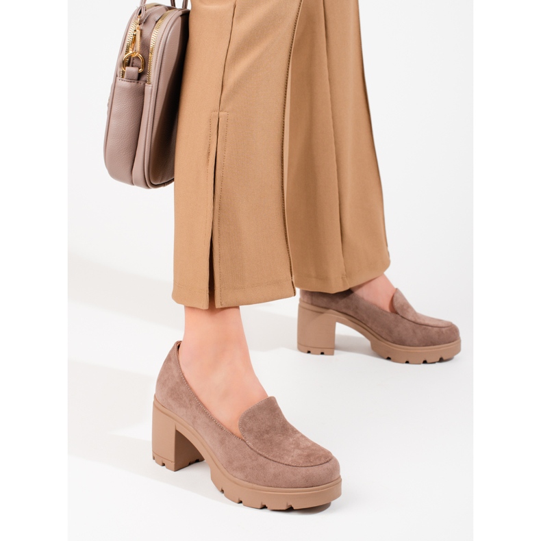 W. Potocki Kvinnors mocka högklackade skor Potocki beige 1