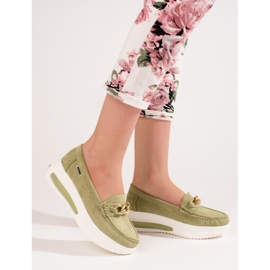 Shelovet gröna wedge loafers för kvinnor 1