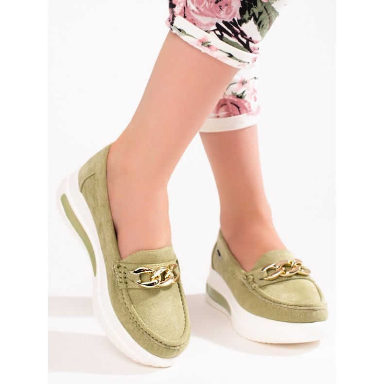Shelovet gröna wedge loafers för kvinnor 2