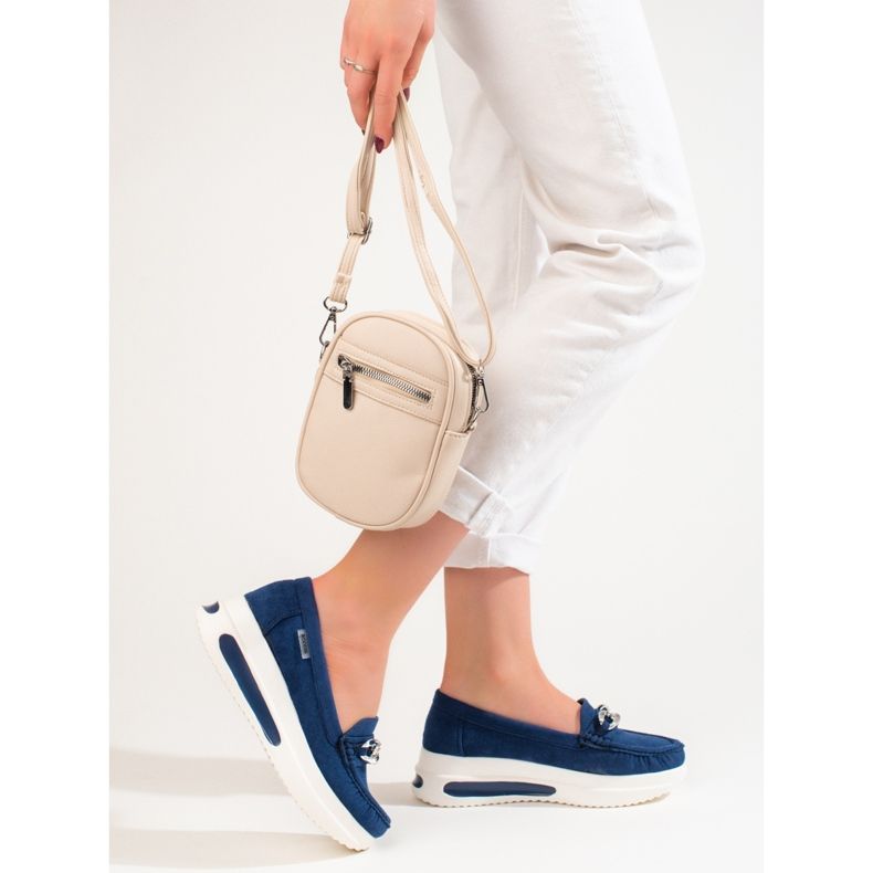 Shelovet blå wedge loafers för kvinnor 2