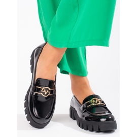 Vinceza damlackade plattformsloafers svarta 1