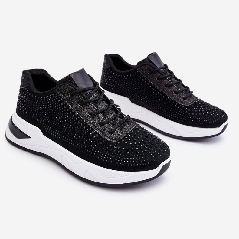 Sneakers för kvinnor med zirkoner Black Raiden svart 1